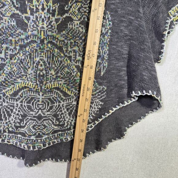 Free People Knit Top Sweater Boho Oversized Medium Grey Cotton Linen Angel Wings - Picture 11 of 16